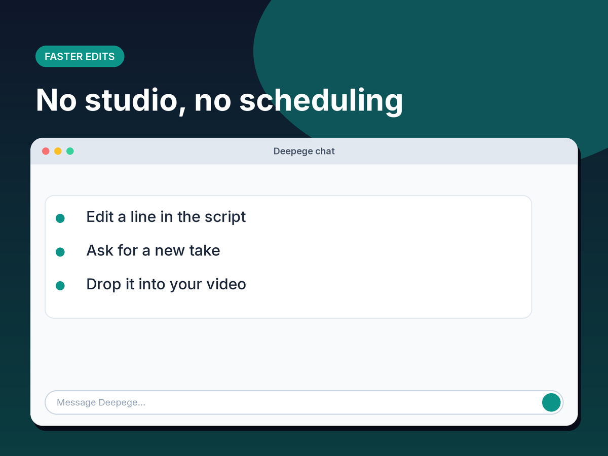 Diagram showing a script edit leading directly to a new voiceover take