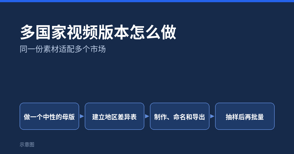 多国家视频版本怎么做：同一份素材适配多个市场（示意图）