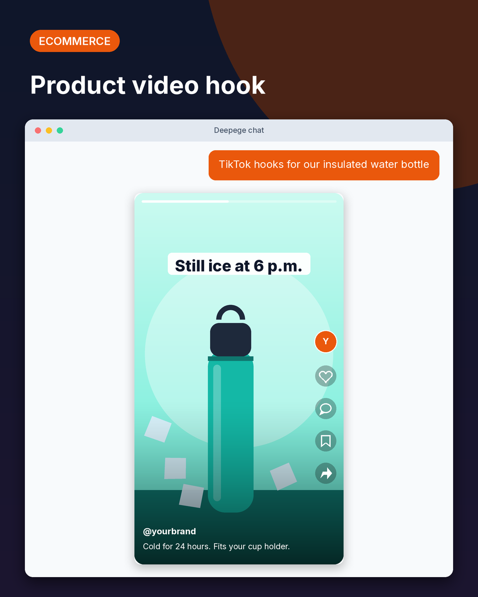 Ecommerce example: a vertical product video for an insulated water bottle opening with a result-first hook