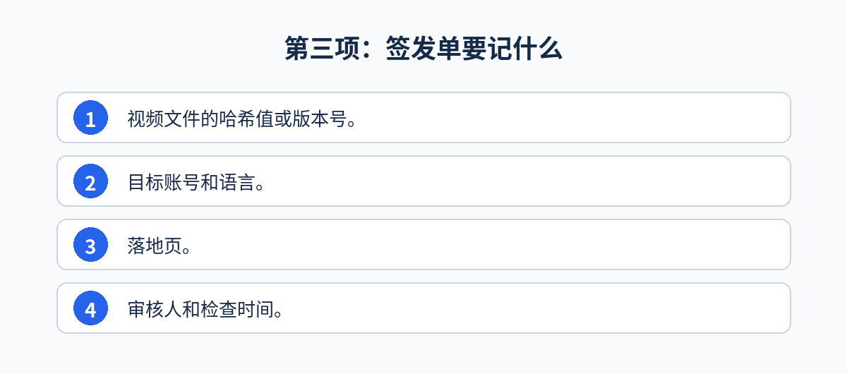 出海视频发布前审核：第三项：签发单要记什么步骤图