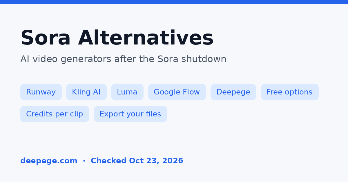 Sora alternatives cover: Runway, Kling AI, Luma Dream Machine and Google Flow compared after the Sora shutdown