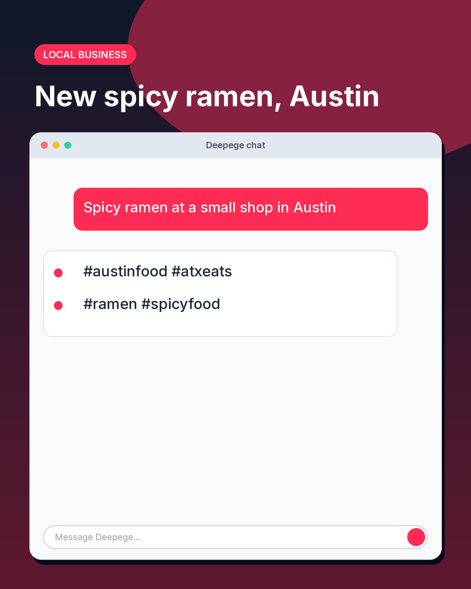 Local restaurant example: Austin food hashtags for a ramen video