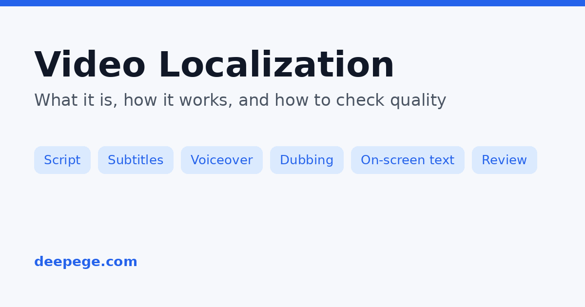 Video localization guide cover: script, subtitles, voiceover, dubbing and review
