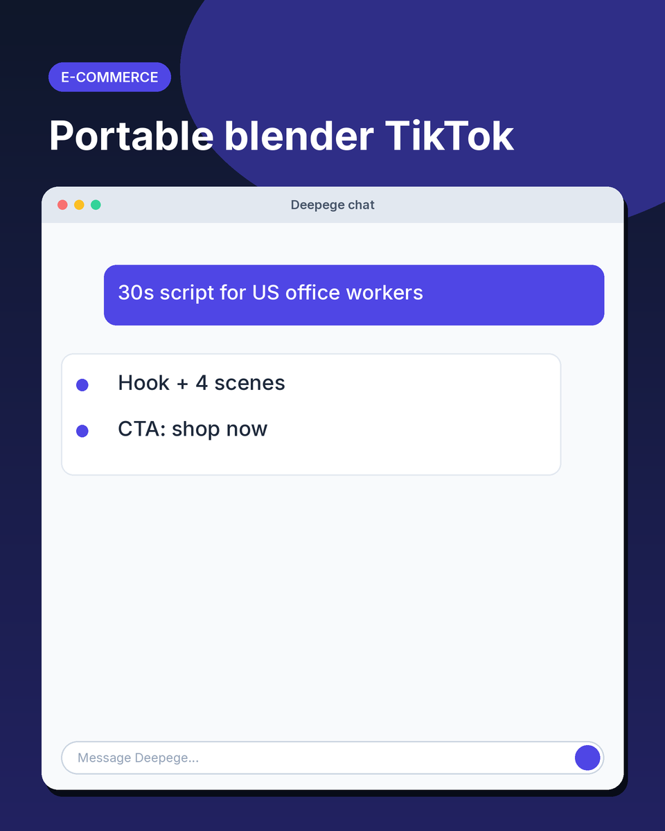 E-commerce example: a 30-second TikTok script for a portable blender