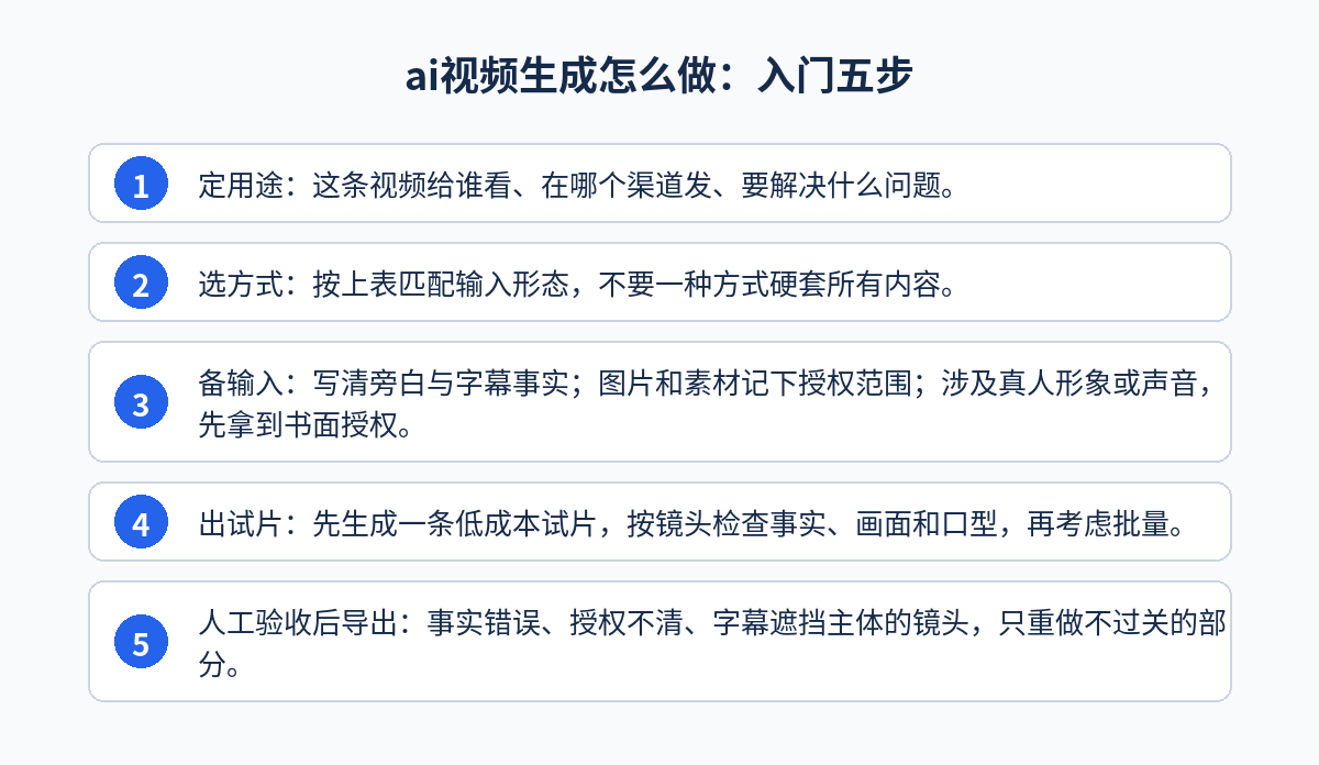 ai视频生成怎么做：入门五步步骤图
