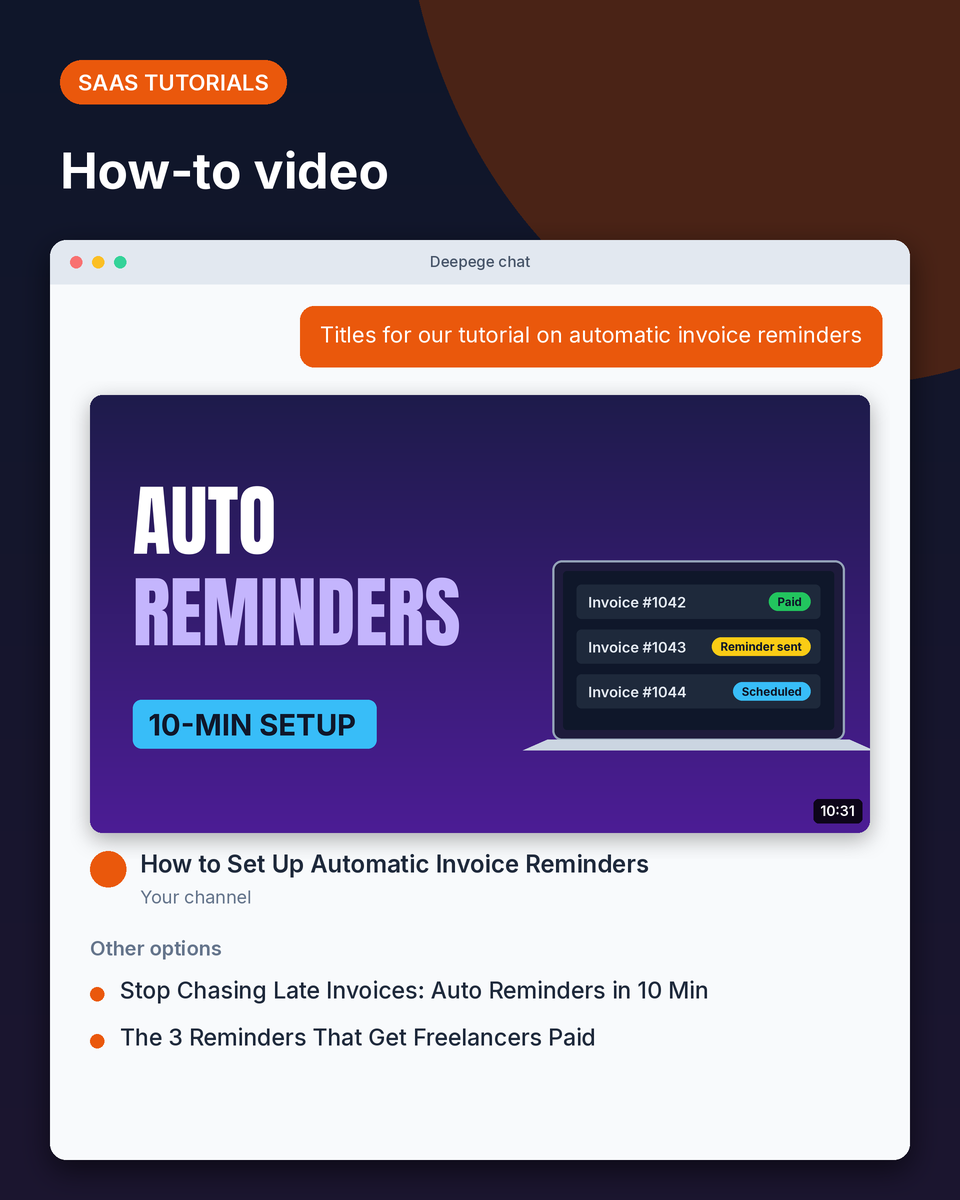 SaaS tutorial example: an auto reminders thumbnail with a how-to YouTube title and two other options